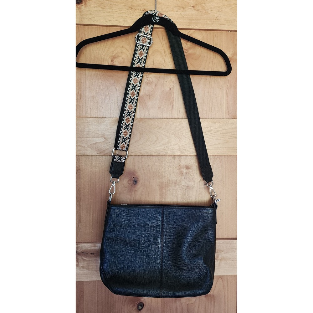 Befen Black 100% Leather Adjustable Crossbody Southwestern Tribal Bag‎ Purse
